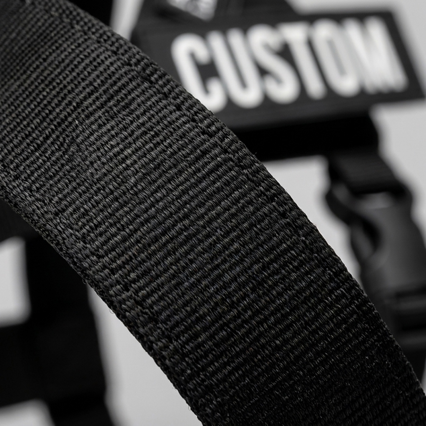 Close-up of the Premium heavy-duty woven nylon webbing